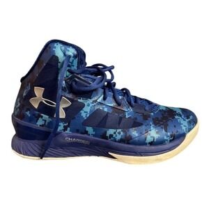 Under Armour Charged Blue Camo Basketball Shoes Size 9 Youth